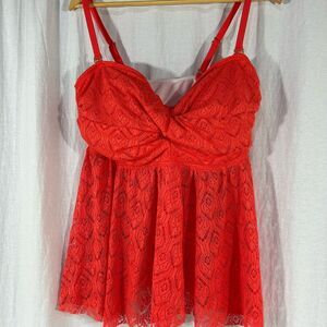 Elegant orange Lace Swim Dress